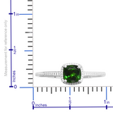 Sterling Silver 1.1ct. Cushion Cut Russian CHROME DIOPSIDE Solitaire Ring with Beadwork