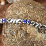 Platinum over Sterling Silver 1.8 cts. Tanzanite decorative Bracelet (6.50 in)