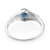 Sterling Silver .90 ct LONDON BLUE Topaz Scroll work Solitaire Ring