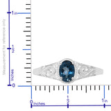 Sterling Silver .90 ct LONDON BLUE Topaz Scroll work Solitaire Ring