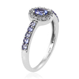 Platinum over Sterling Silver TANZANITE & ZIRCON Halo Ring