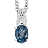 Sterling Silver .90 cts London Blue Topaz Pendant with 20" Chain with Magnetic Clasp