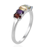 Sterling Silver Multi Gem Oval Shaped 5 Gemstone Ring (size 5)