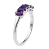 Sterling Silver African AMETHYST Oval Shaped 5 Gemstone Ring (size 5)