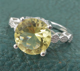 Sterling Silver 4 ct. Brazilian Lemon QUARTZ Solitaire Ring (size 8)