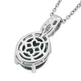 Sterling Silver Malachite & Green CZ Pendant with 20" Chain with Magnetic Clasp