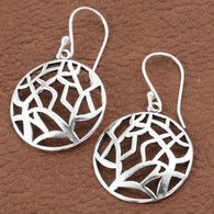 Artisan Crafted Sterling Silver Round Open Work Dangle Earrings (3.86 g)