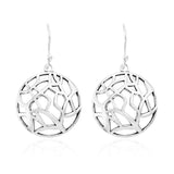 Artisan Crafted Sterling Silver Round Open Work Dangle Earrings (3.86 g)