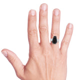 Platinum over Bond Brass 22 cts Thai BLACK SPINEL Men's Ring