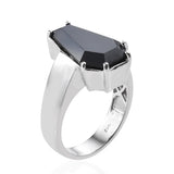 Platinum over Bond Brass 22 cts Thai BLACK SPINEL Men's Ring