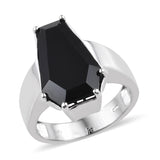 Platinum over Bond Brass 22 cts Thai BLACK SPINEL Men's Ring