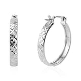 Platinum over Sterling Silver (5.8 g) Argyle Diamond Cut Hoop Earrings & Ring Set