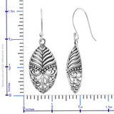 Artisan Crafted Sterling Silver Scroll Work Feather Shape Dangle Earrings (4.27 g)