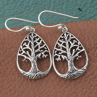 Artisan Handcrafted Sterling Silver Tree of Life Dangle Earrings (4.35 g)