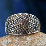 Designer *GP Platinum/Sterling Silver 1.02 ct. Multi color DIAMOND band Ring