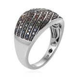 Designer *GP Platinum/Sterling Silver 1.02 ct. Multi color DIAMOND band Ring