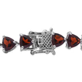 Platinum/Sterling Silver 25cts Trillion GARNET Set Earrings & Tennis Bracelet (7.25 in)