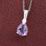 Sterling Silver 2.75ct Rose AMETHYST Pendant with Magnetic 20" Chain