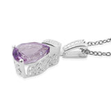 Sterling Silver 2.75ct Rose AMETHYST Pendant with Magnetic 20" Chain