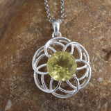 Sterling Silver 4.15ct. Brazilian Lemon QUARTZ Pendant with Magnetic Clasp Chain 20"