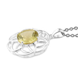 Sterling Silver 4.15ct. Brazilian Lemon QUARTZ Pendant with Magnetic Clasp Chain 20"