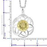 Sterling Silver 4.15ct. Brazilian Lemon QUARTZ Pendant with Magnetic Clasp Chain 20"