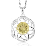 Sterling Silver 4.15ct. Brazilian Lemon QUARTZ Pendant with Magnetic Clasp Chain 20"