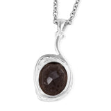 Sterling Silver 4.4 ct. SMOKY QUARTZ Pendant with 20" Chain with Magnetic Clasp