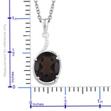 Sterling Silver 4.4 ct. SMOKY QUARTZ Pendant with 20" Chain with Magnetic Clasp