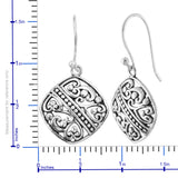 Artisan Crafted Sterling Silver Square Scroll/Bead Dangle Earrings (3.31 g)