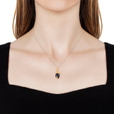 Designer Vermeil YG /Sterling Silver Black Spinel & Snake Pendant with Chain