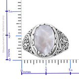 Bali Handmade Sterling Silver Mother of Pearl Scroll Work Ring (size 6)