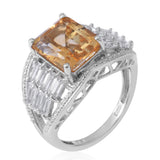 Platinum over Sterling Silver 7ct. Brazilian Citrine and White Topaz Statement Ring