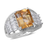 Platinum over Sterling Silver 7ct. Brazilian Citrine and White Topaz Statement Ring