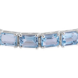 Sterling Silver 26 cts. Rectangular Cut Blue TOPAZ Tennis Line Bracelet