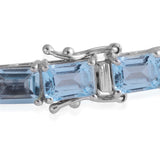 Sterling Silver 26 cts. Rectangular Cut Blue TOPAZ Tennis Line Bracelet