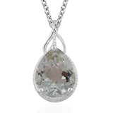 Sterling Silver Green AMETHYST Pendant with 20" Chain with Magnetic Clasp