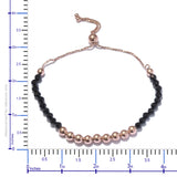 14K Rose Gold/Sterling Silver Bead & Faceted BLACK SPINEL Bead Adjustable Bracelet