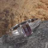 Platinum over Sterling Silver Octagon AMETRINE & White ZIRCON Ring