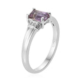 Platinum over Sterling Silver Octagon AMETRINE & White ZIRCON Ring