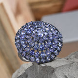 Platinum over Sterling Silver 8.35 cts. TANZANITE Multi Shapes Cluster Ring