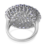 Platinum over Sterling Silver 8.35 cts. TANZANITE Multi Shapes Cluster Ring