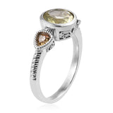 Stainless Steel 2.7 ct. Brazilian Lemon QUARTZ Three Stone Trilogy Ring