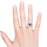 Stainless Steel Engraved Scroll Leaf Work Masoala Blue SAPPHIRE Ring (size 7)