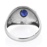 Stainless Steel Engraved Scroll Leaf Work Masoala Blue SAPPHIRE Ring (size 7)