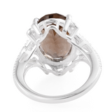 Sterling Silver Decorative Brazilian SMOKY QUARTZ Solitaire Split Shank Ring