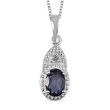 Platinum over Sterling Silver .96 cts London Blue & White Topaz Pendant with 18" Chain