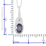 Platinum over Sterling Silver .96 cts London Blue & White Topaz Pendant with 18" Chain