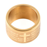 ION Plated Y Gold Stainless Steel "The Lord's Prayer" Thick Band Ring size 6.5