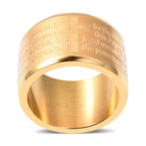 ION Plated Y Gold Stainless Steel "The Lord's Prayer" Thick Band Ring size 6.5